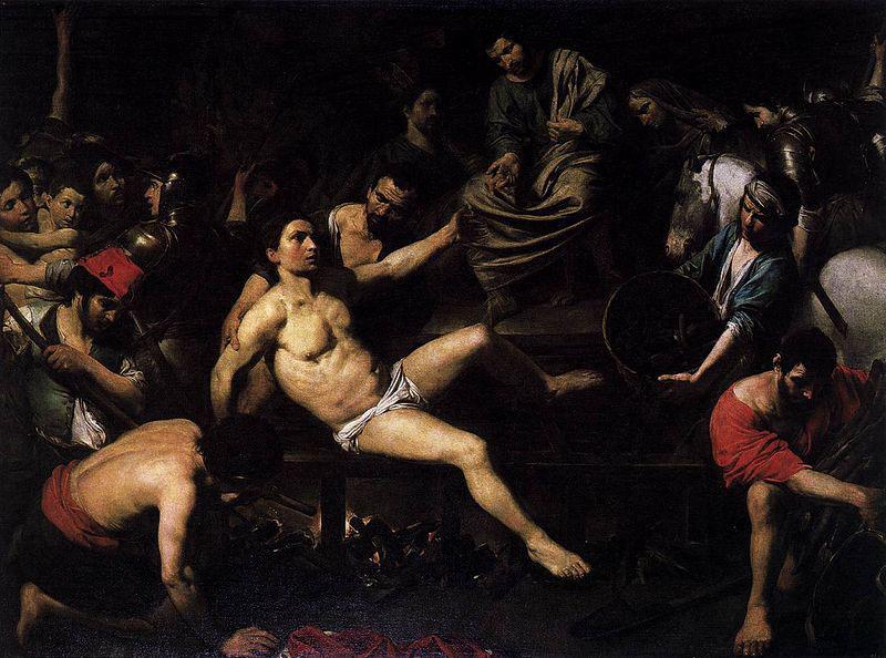 VALENTIN DE BOULOGNE Martyrdom of St Lawrence oil painting image